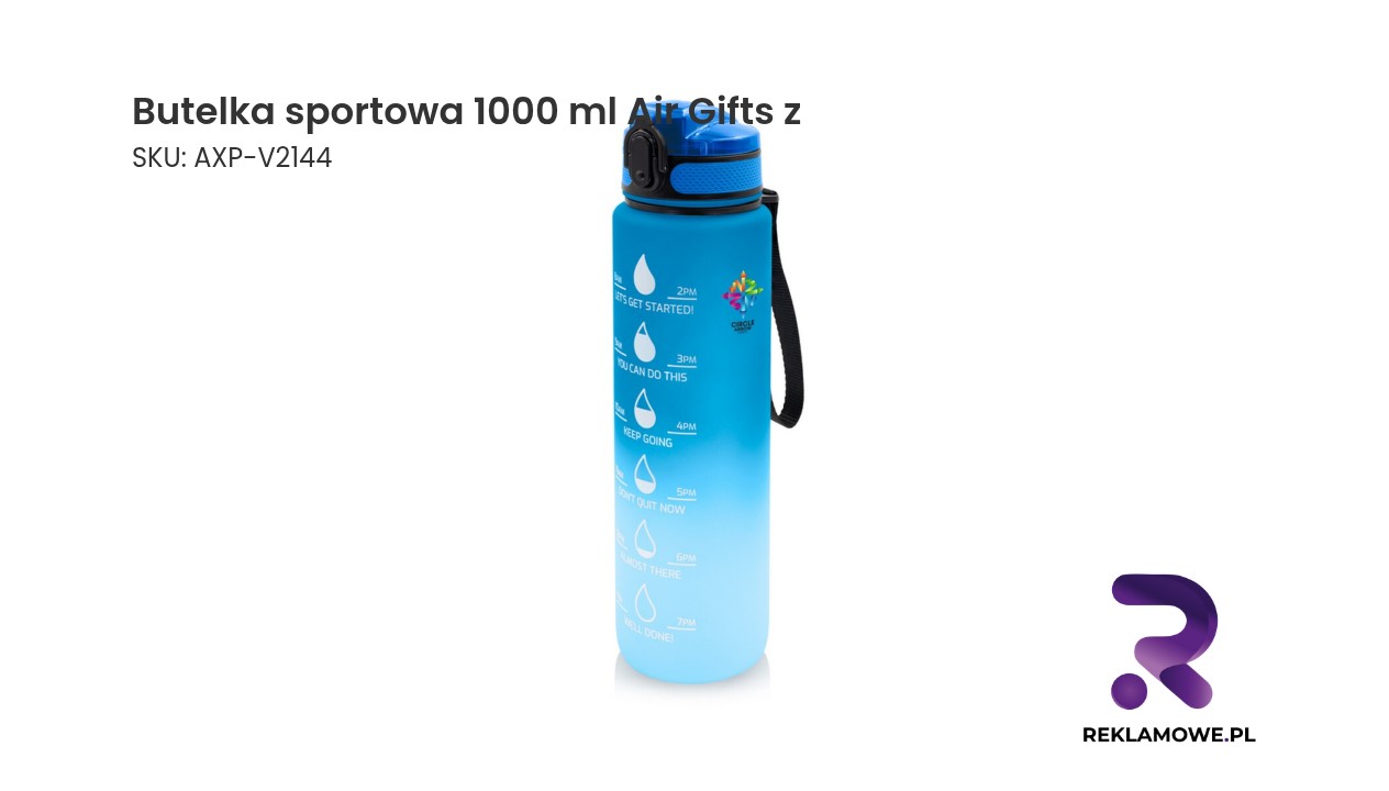 Butelka sportowa 1000 ml Air Gifts z miarką motywacyjną | Kayleigh Butelka sportowa 1000 ml marki Air Gifts
