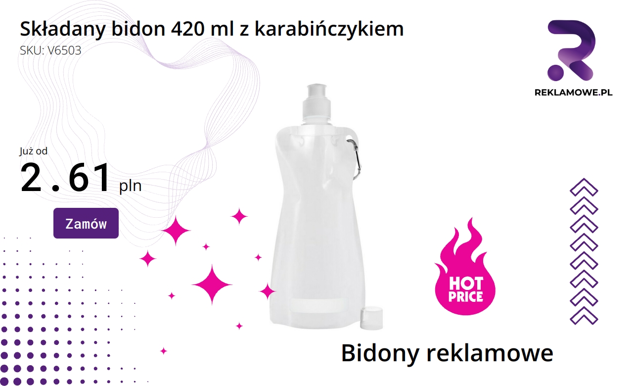 Składany bidon 420 ml z karabińczykiem