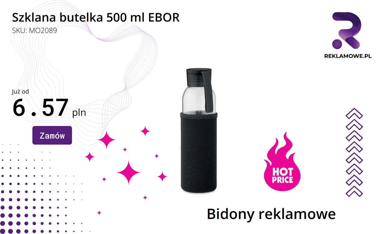 Szklana butelka o pojemności 500 ml marki EBOR