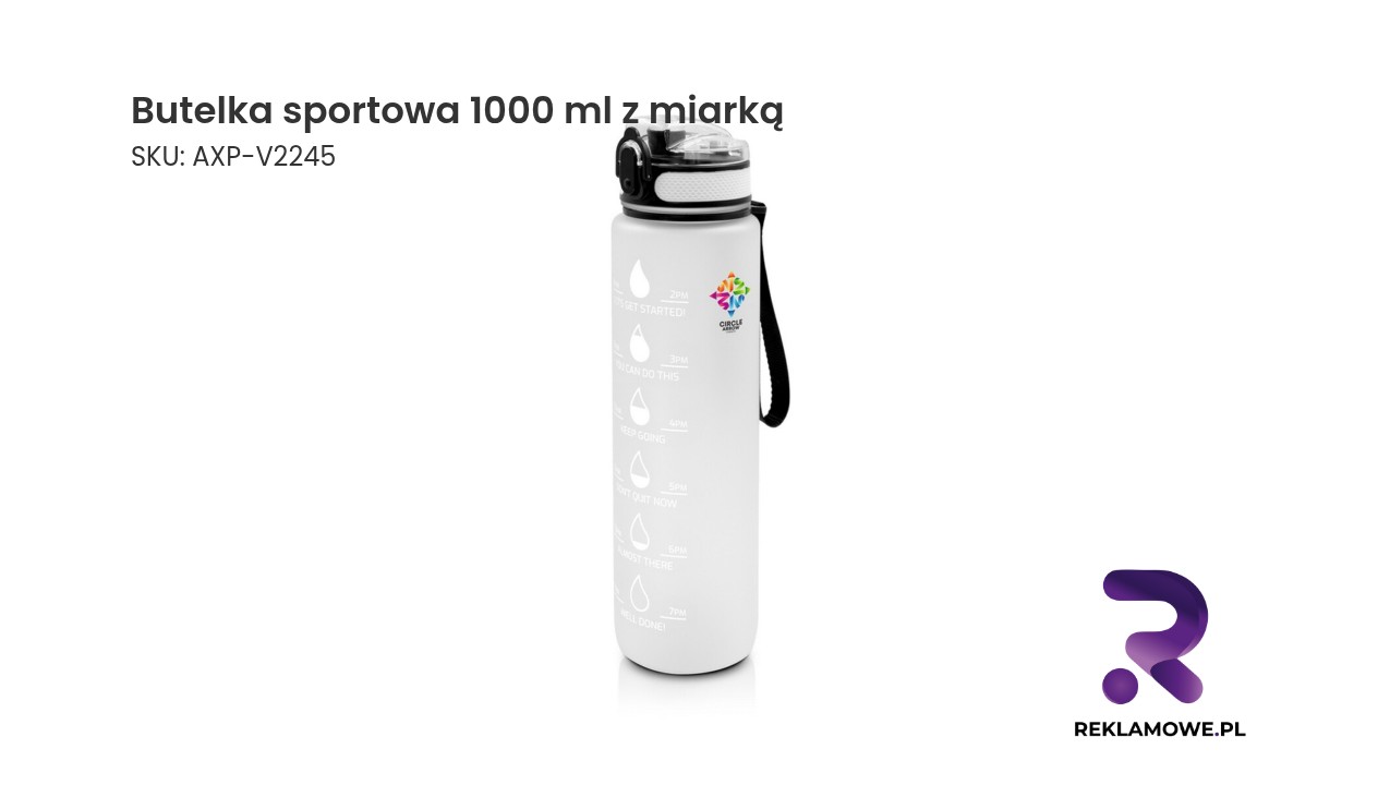 Butelka sportowa 1000 ml z miarką motywacyjną | Bennie Butelka sportowa 1000 ml z miarką – praktyczna butelka na wodę do treningu i na co dzień