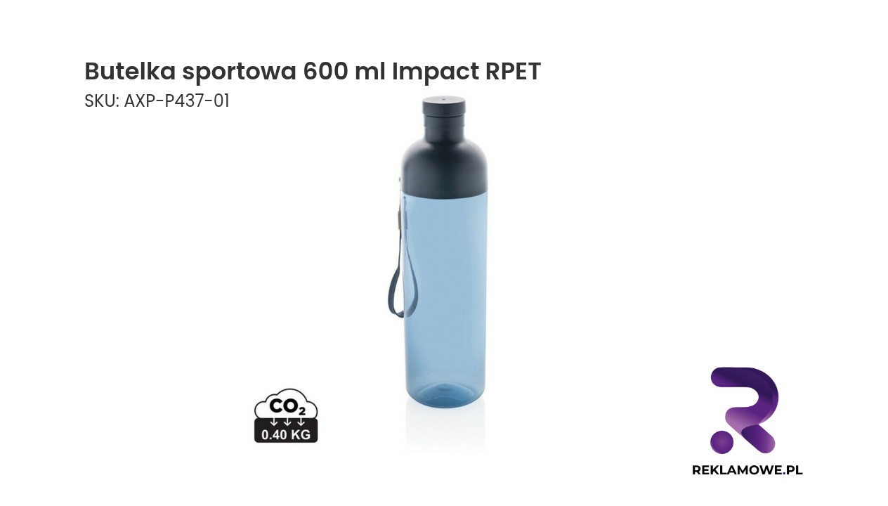 Butelka sportowa 600 ml Impact, RPET Butelka sportowa 600 ml Impact RPET - ekologiczna butelka na wodę