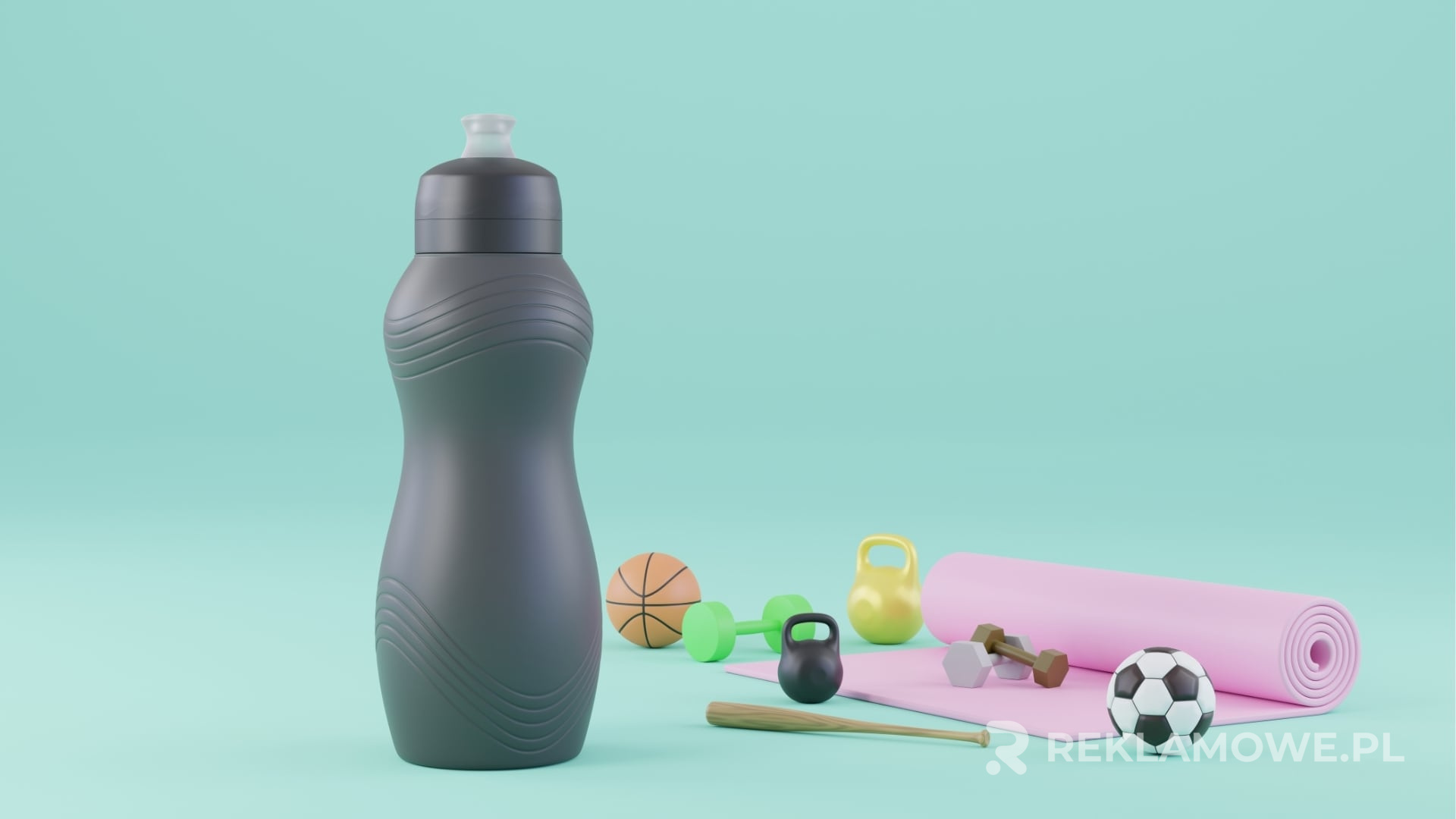 Różne typy bidonów reklamowych na tle neutralnym