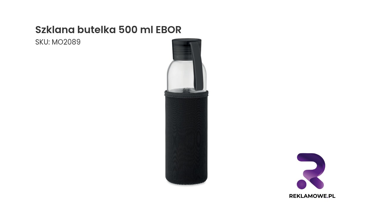 Szklana butelka 500 ml EBOR – elegancka butelka wielokrotnego użytku